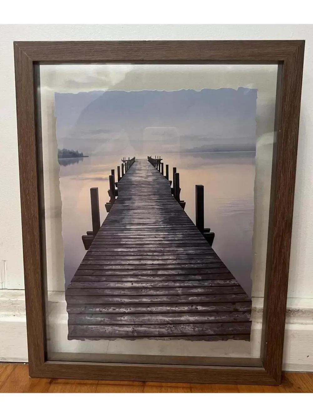 New View Gifts Serene Lake Pier Floating Framed Wall Art Scenic Print 11x14